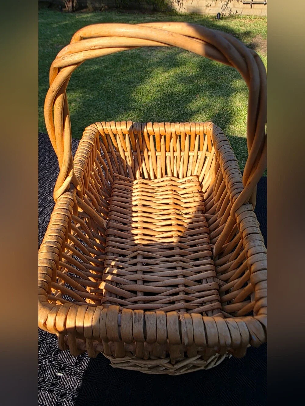 Small Woven Wicker Basket with Twisted Handle
